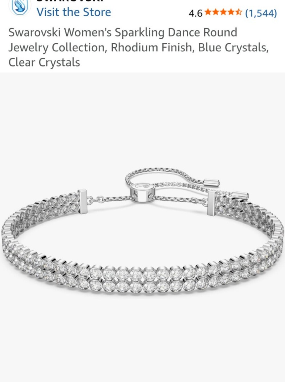 Swarovski Rhodium Clear Crystal Double-Row Slider Bracelet